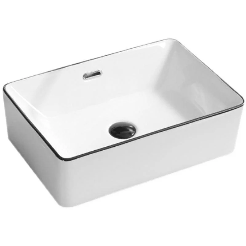 Bathroom Sink Ceramic Black Edging Anti-spill Rectangular Rod Single Handle Tap Sink -Bathlova