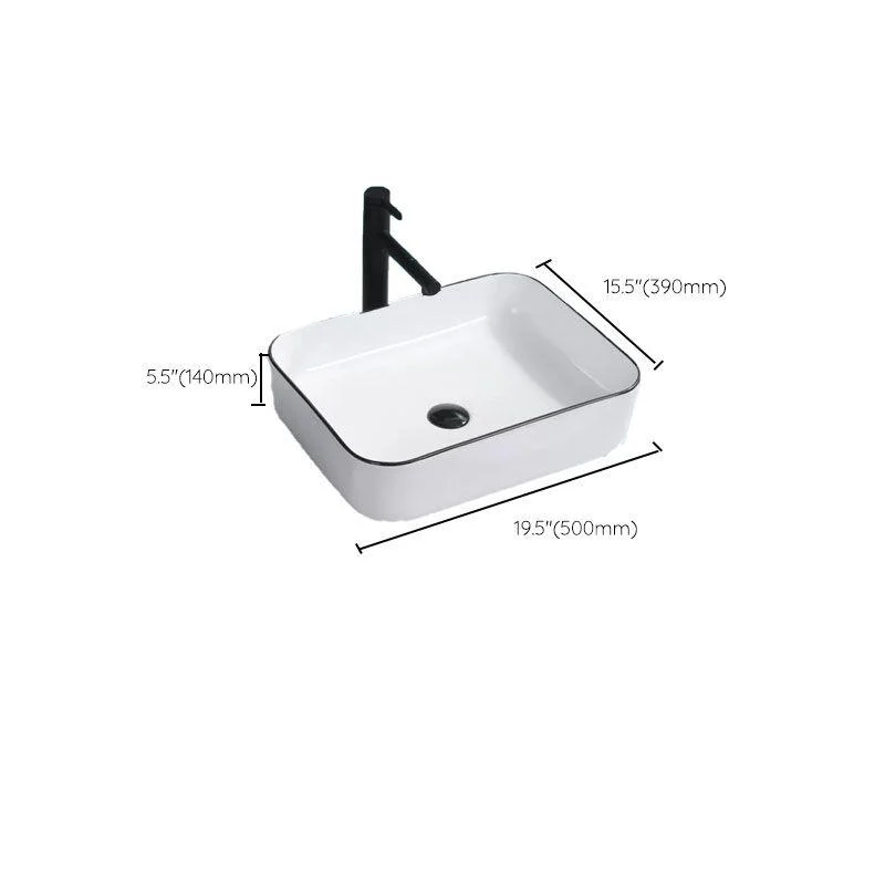 Bathroom Sink Ceramic Black Edging Anti-spill Rectangular Rod Single Handle Tap Sink -Bathlova