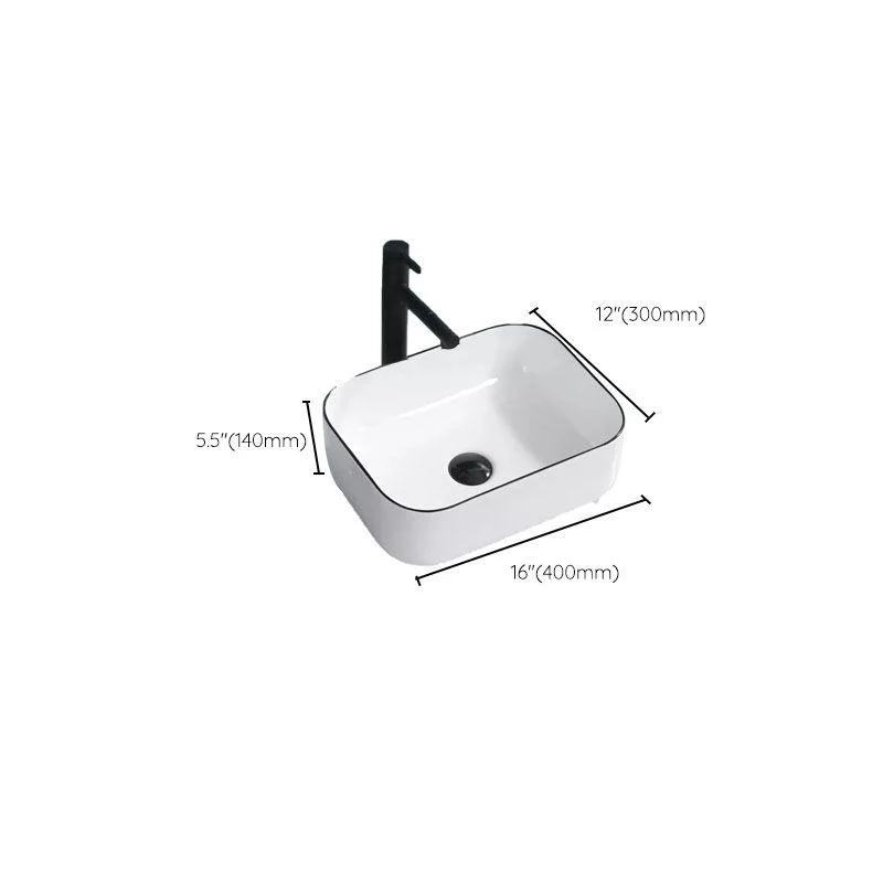 Bathroom Sink Ceramic Black Edging Anti-spill Rectangular Rod Single Handle Tap Sink -Bathlova