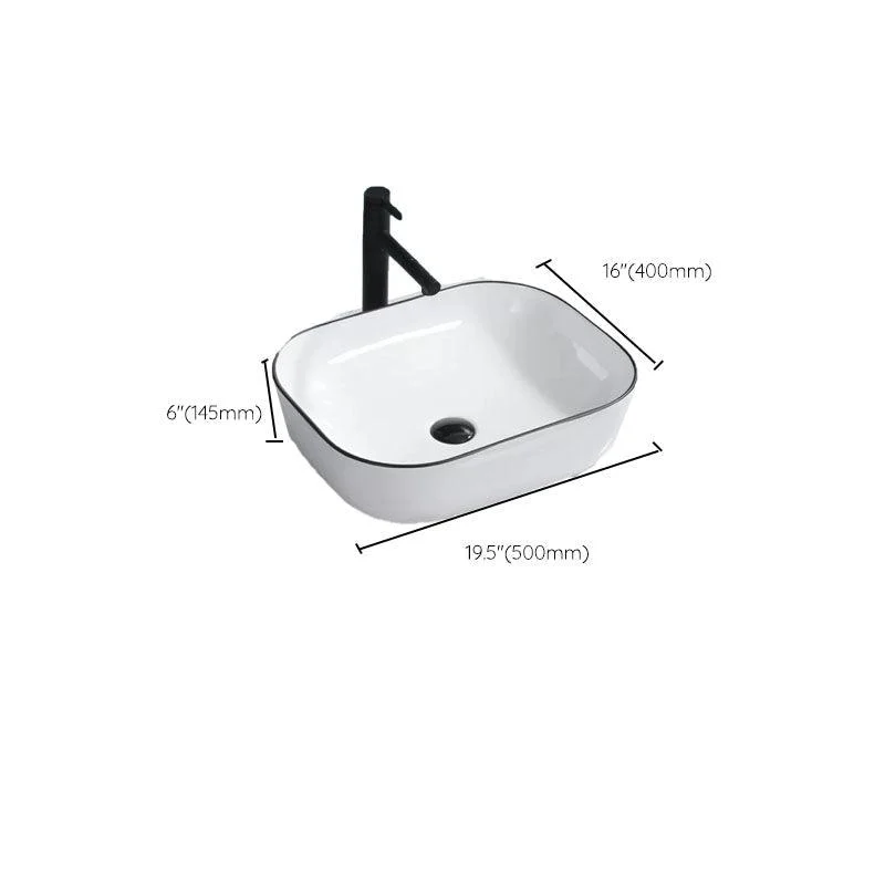 Bathroom Sink Ceramic Black Edging Anti-spill Rectangular Rod Single Handle Tap Sink -Bathlova