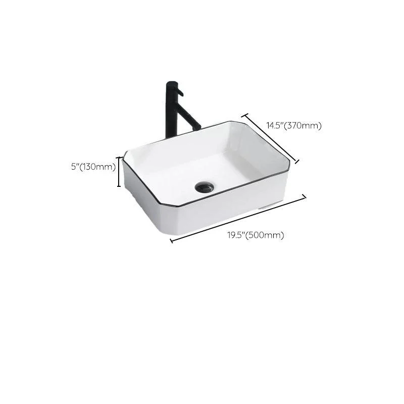 Bathroom Sink Ceramic Black Edging Anti-spill Rectangular Rod Single Handle Tap Sink -Bathlova