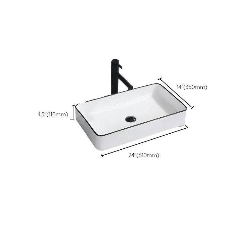 Bathroom Sink Ceramic Black Edging Anti-spill Rectangular Rod Single Handle Tap Sink -Bathlova