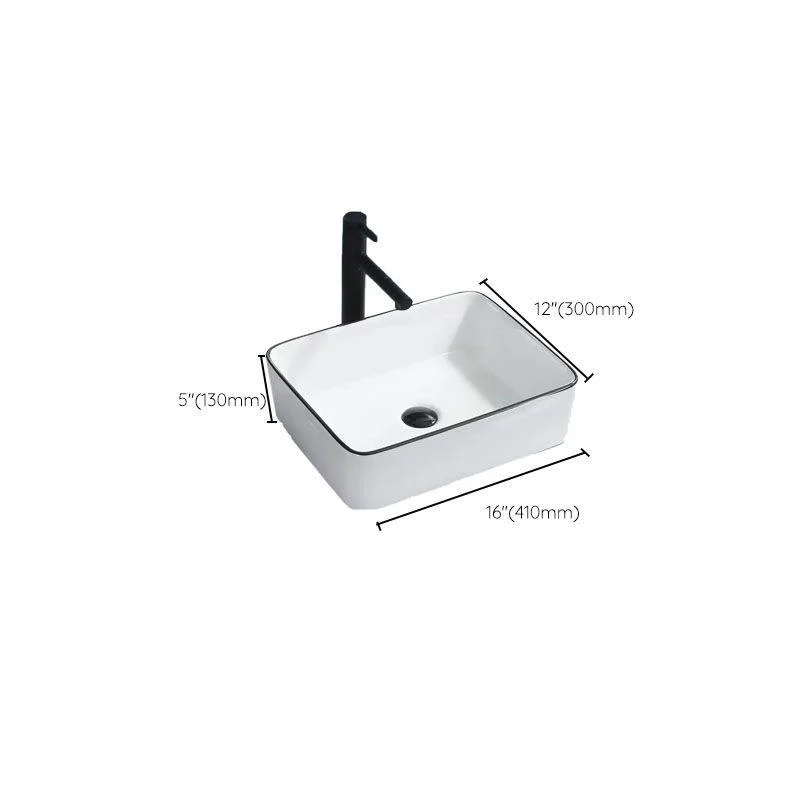 Bathroom Sink Ceramic Black Edging Anti-spill Rectangular Rod Single Handle Tap Sink -Bathlova