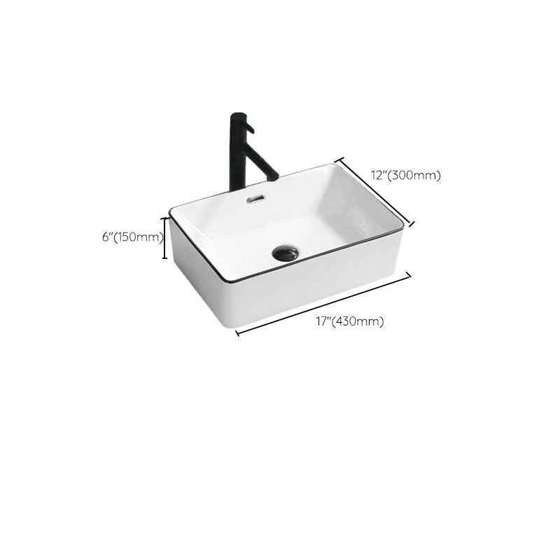 Bathroom Sink Ceramic Black Edging Anti-spill Rectangular Rod Single Handle Tap Sink -Bathlova