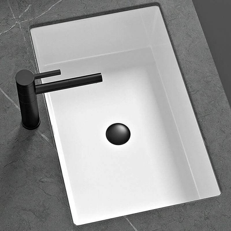 Bathroom Sink Ceramic Pull-out Tap White Rectangular Washroom Sink -Bathlova