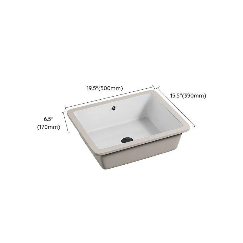 Bathroom Sink Ceramic Pull-out Tap White Rectangular Washroom Sink -Bathlova