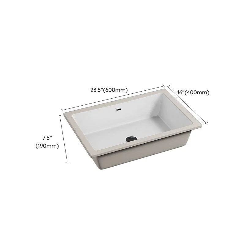 Bathroom Sink Ceramic Pull-out Tap White Rectangular Washroom Sink -Bathlova