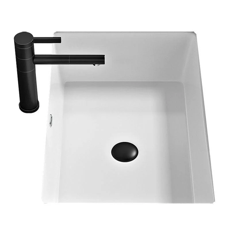 Bathroom Sink Ceramic Pull-out Tap White Rectangular Washroom Sink -Bathlova