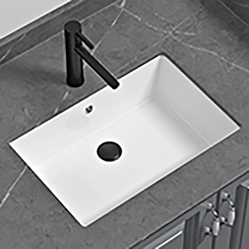 Bathroom Sink Ceramic Pull-out Tap White Rectangular Washroom Sink -Bathlova