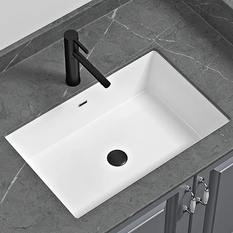 Bathroom Sink Ceramic Pull-out Tap White Rectangular Washroom Sink -Bathlova