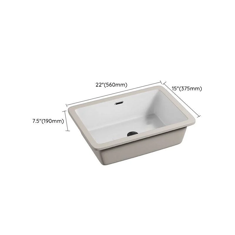 Bathroom Sink Ceramic Pull-out Tap White Rectangular Washroom Sink -Bathlova