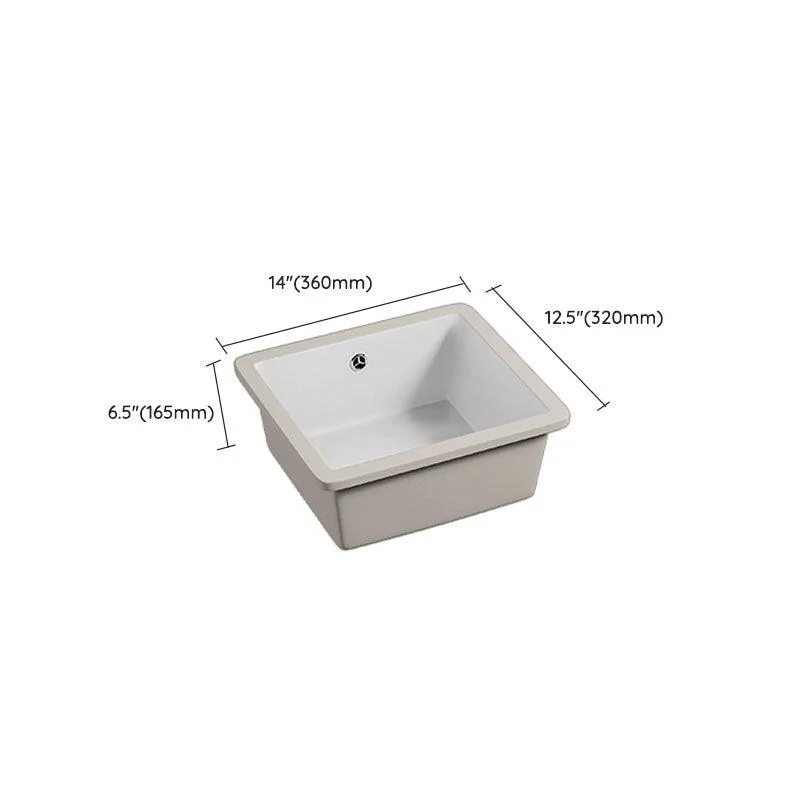 Bathroom Sink Ceramic Pull-out Tap White Rectangular Washroom Sink -Bathlova