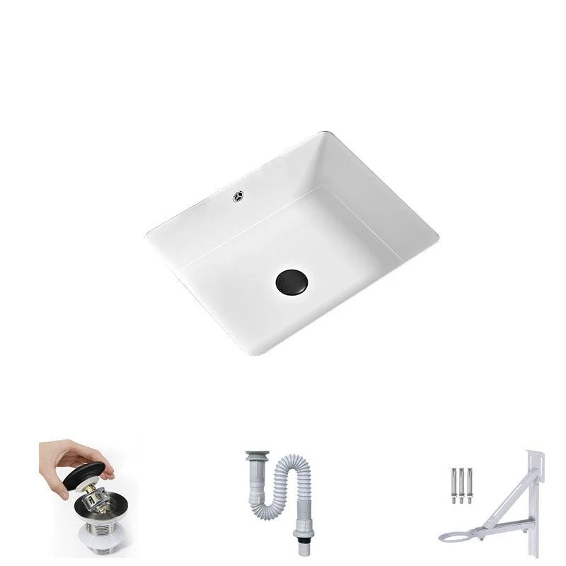 Bathroom Sink Ceramic Pull-out Tap White Rectangular Washroom Sink -Bathlova