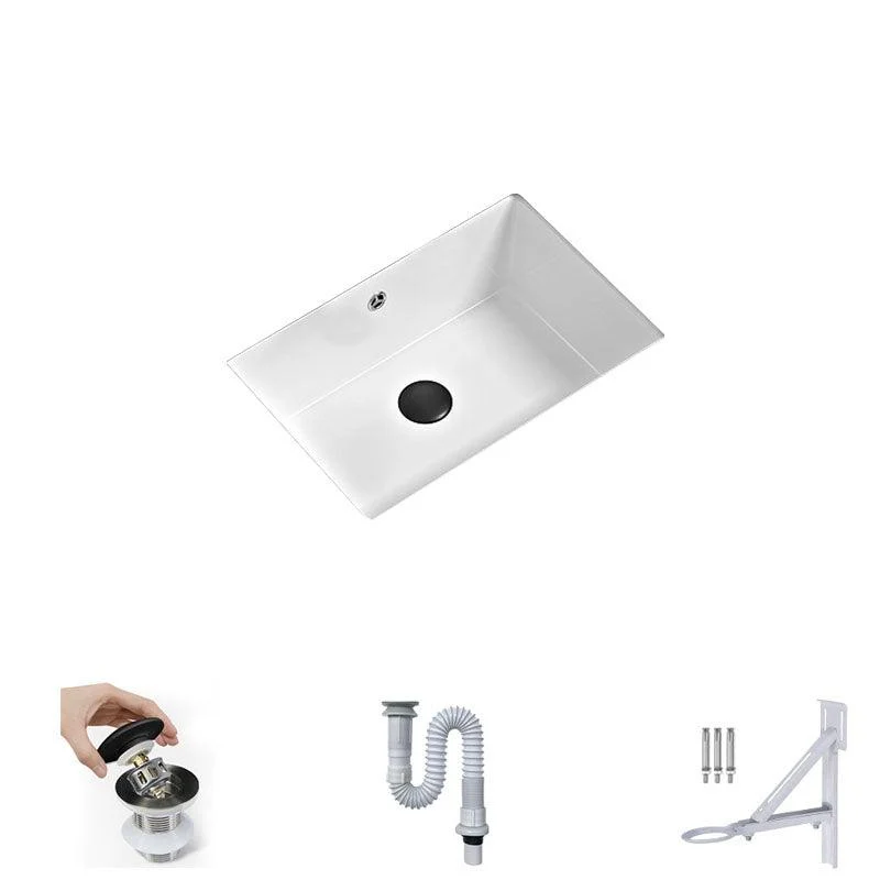 Bathroom Sink Ceramic Pull-out Tap White Rectangular Washroom Sink -Bathlova