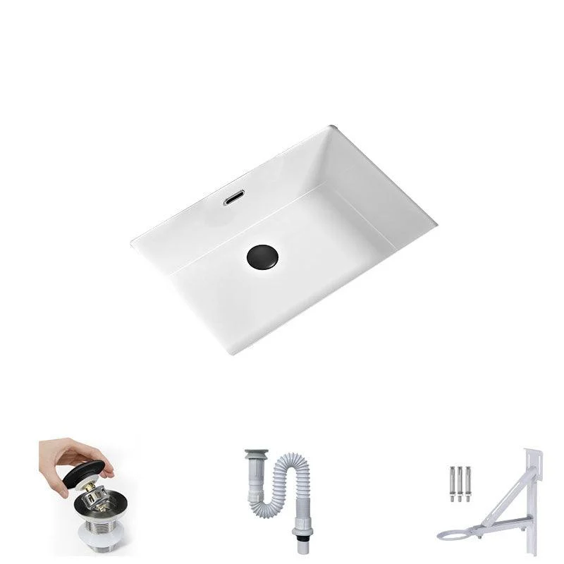 Bathroom Sink Ceramic Pull-out Tap White Rectangular Washroom Sink -Bathlova