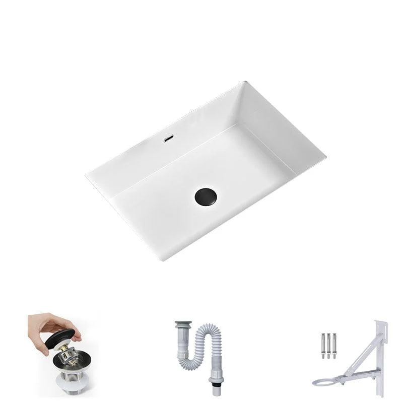 Bathroom Sink Ceramic Pull-out Tap White Rectangular Washroom Sink -Bathlova