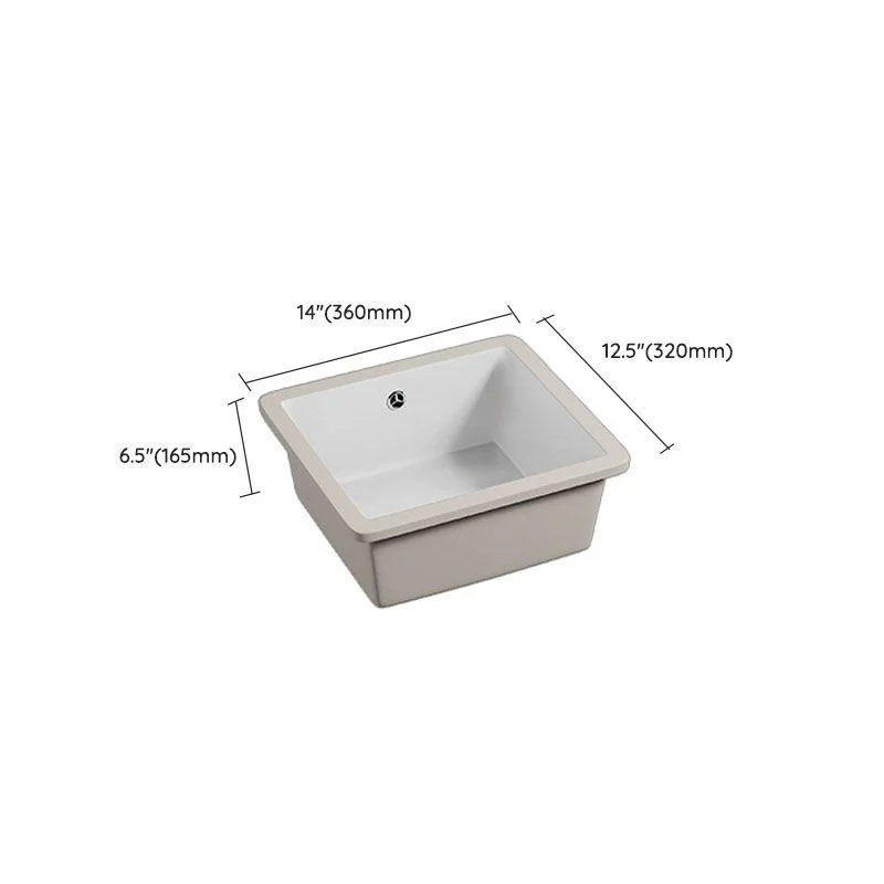 Bathroom Sink Ceramic Pull-out Tap White Rectangular Washroom Sink -Bathlova