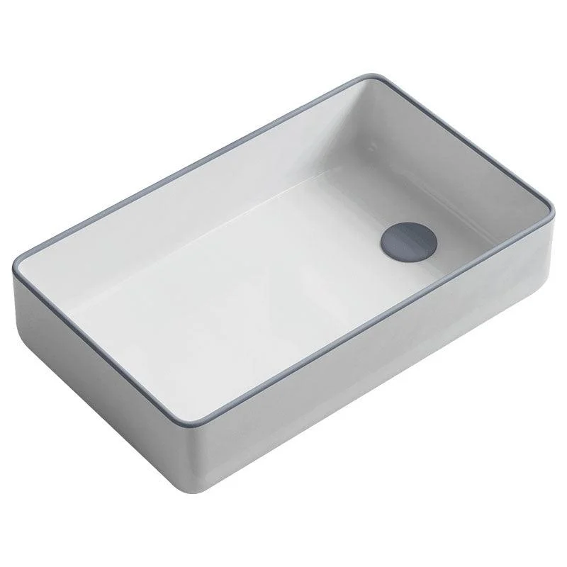 Bathroom Sink Ceramic Rectangular Tap Single Rod Handle Sink -Bathlova