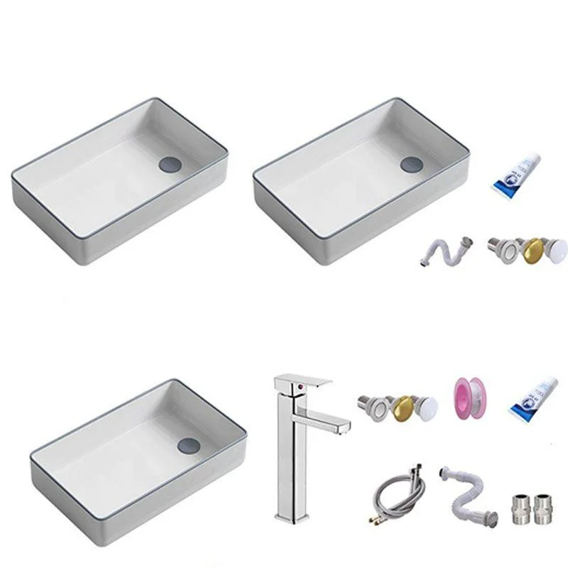 Bathroom Sink Ceramic Rectangular Tap Single Rod Handle Sink -Bathlova