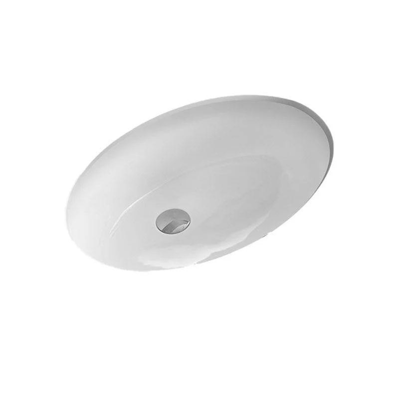 Bathroom Sink Ceramic White Round Anti-spill Sink with Tap -Bathlova