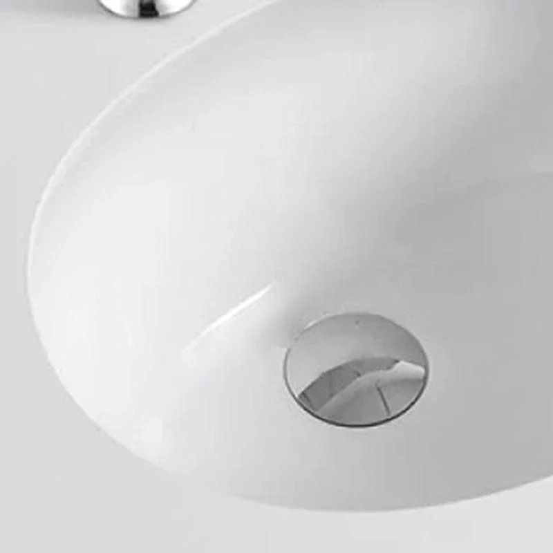 Bathroom Sink Ceramic White Round Anti-spill Sink with Tap -Bathlova