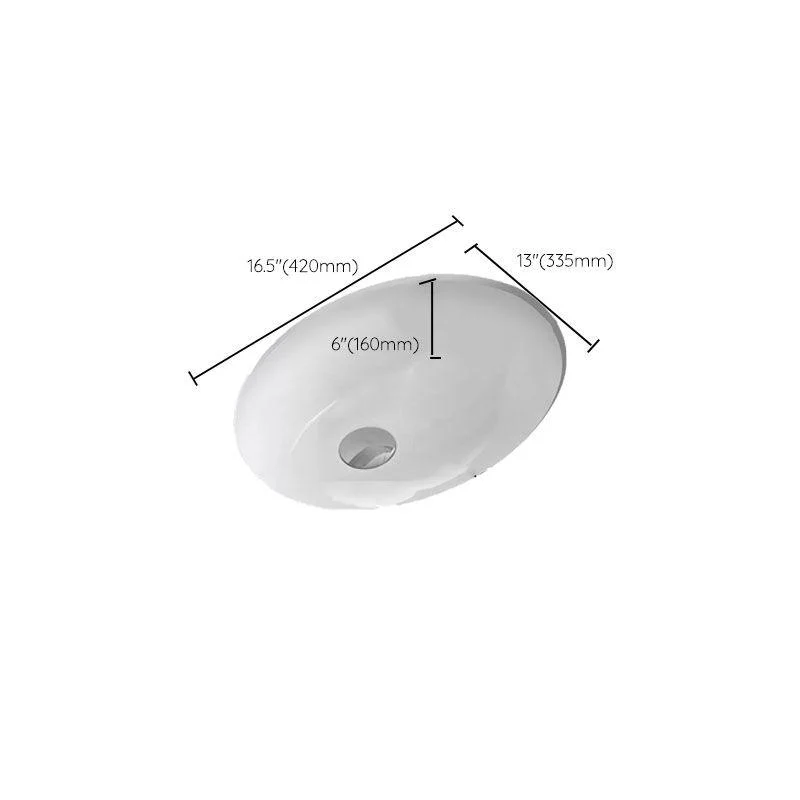 Bathroom Sink Ceramic White Round Anti-spill Sink with Tap -Bathlova