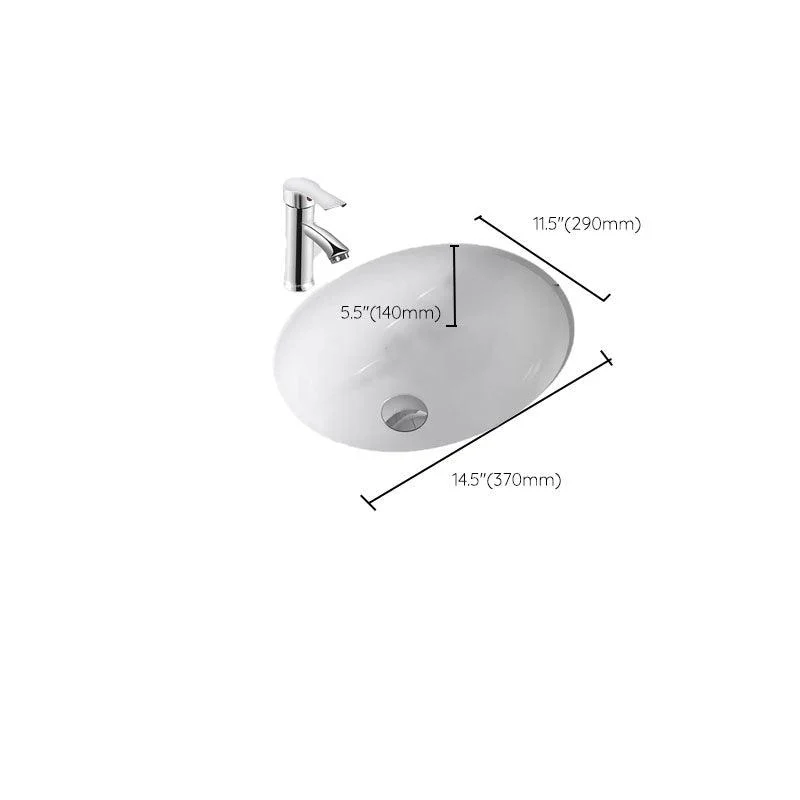 Bathroom Sink Ceramic White Round Anti-spill Sink with Tap -Bathlova