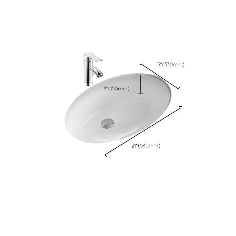 Bathroom Sink Ceramic White Round Anti-spill Sink with Tap -Bathlova