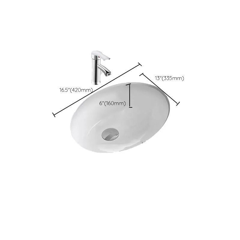 Bathroom Sink Ceramic White Round Anti-spill Sink with Tap -Bathlova