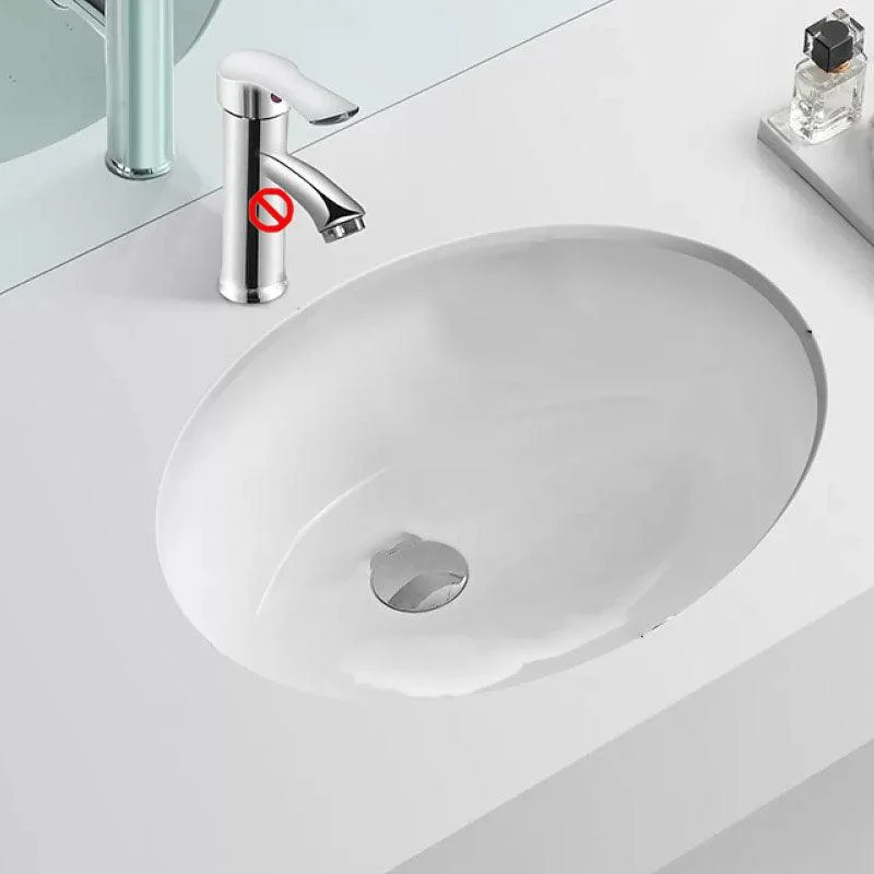 Bathroom Sink Ceramic White Round Anti-spill Sink with Tap -Bathlova