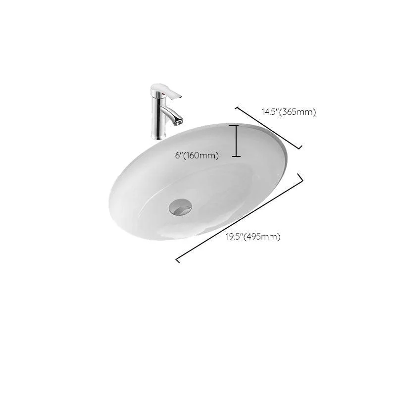 Bathroom Sink Ceramic White Round Anti-spill Sink with Tap -Bathlova