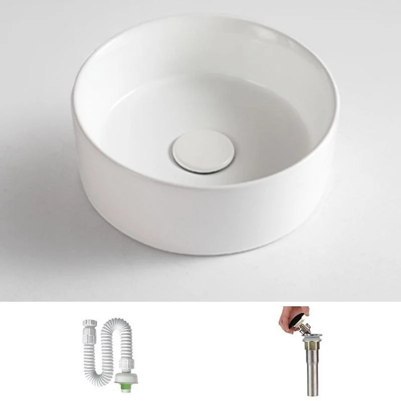 Bathroom Sink Oval Ceramic Basin Bathroom Sink with Drain Assembly -Bathlova