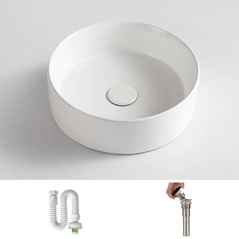 Bathroom Sink Oval Ceramic Basin Bathroom Sink with Drain Assembly -Bathlova