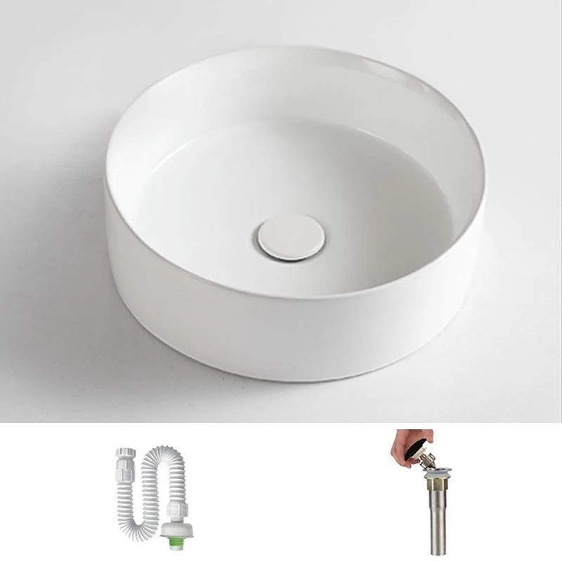 Bathroom Sink Oval Ceramic Basin Bathroom Sink with Drain Assembly -Bathlova