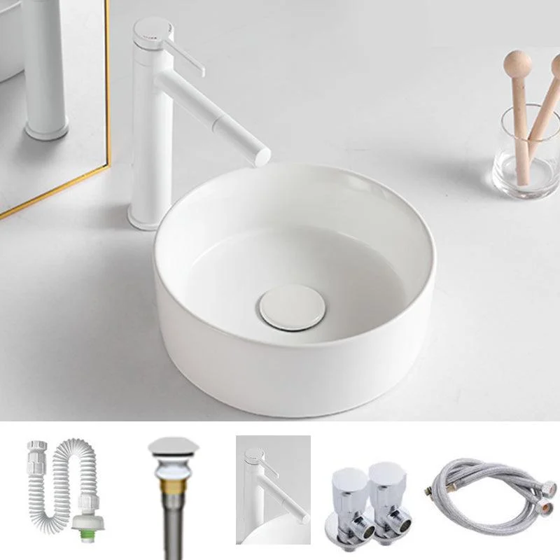 Bathroom Sink Oval Ceramic Basin Bathroom Sink with Drain Assembly -Bathlova