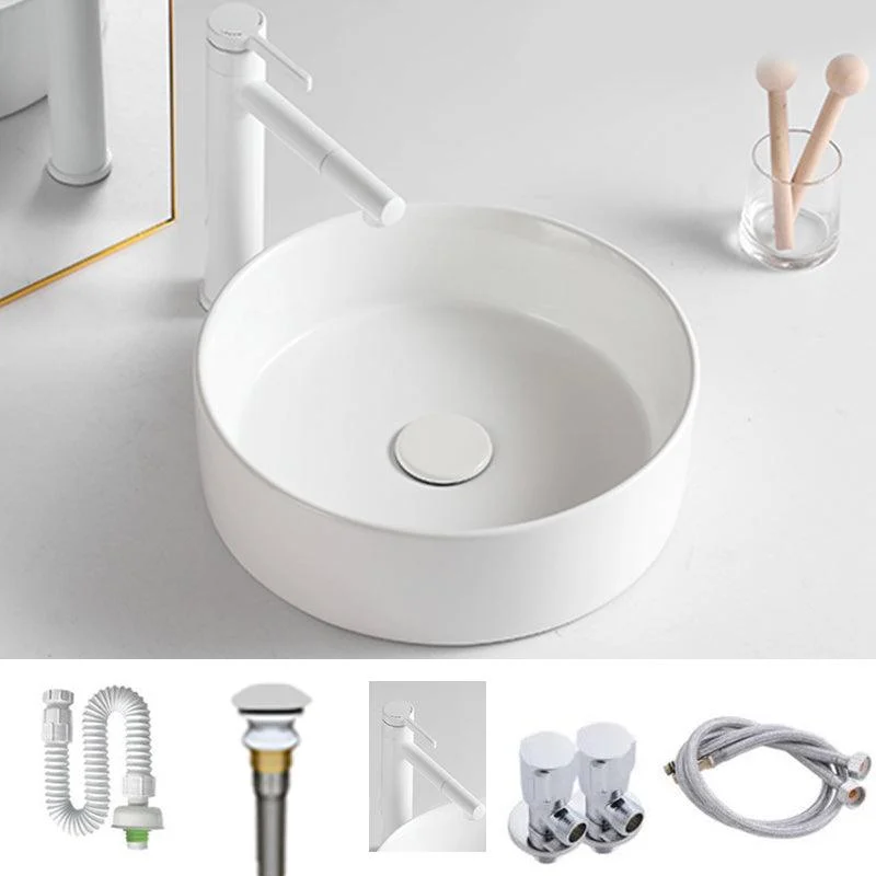 Bathroom Sink Oval Ceramic Basin Bathroom Sink with Drain Assembly -Bathlova