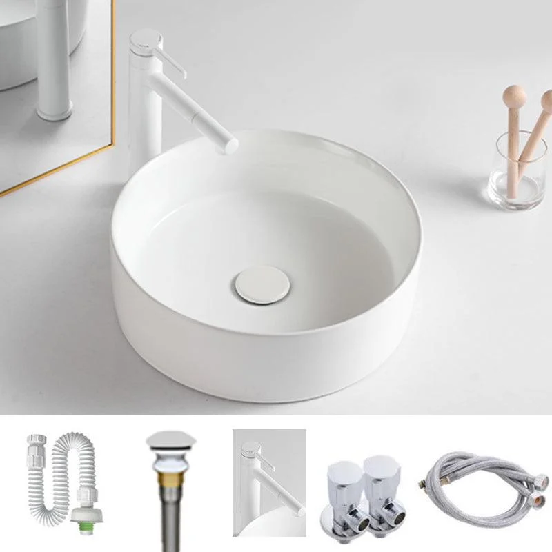 Bathroom Sink Oval Ceramic Basin Bathroom Sink with Drain Assembly -Bathlova