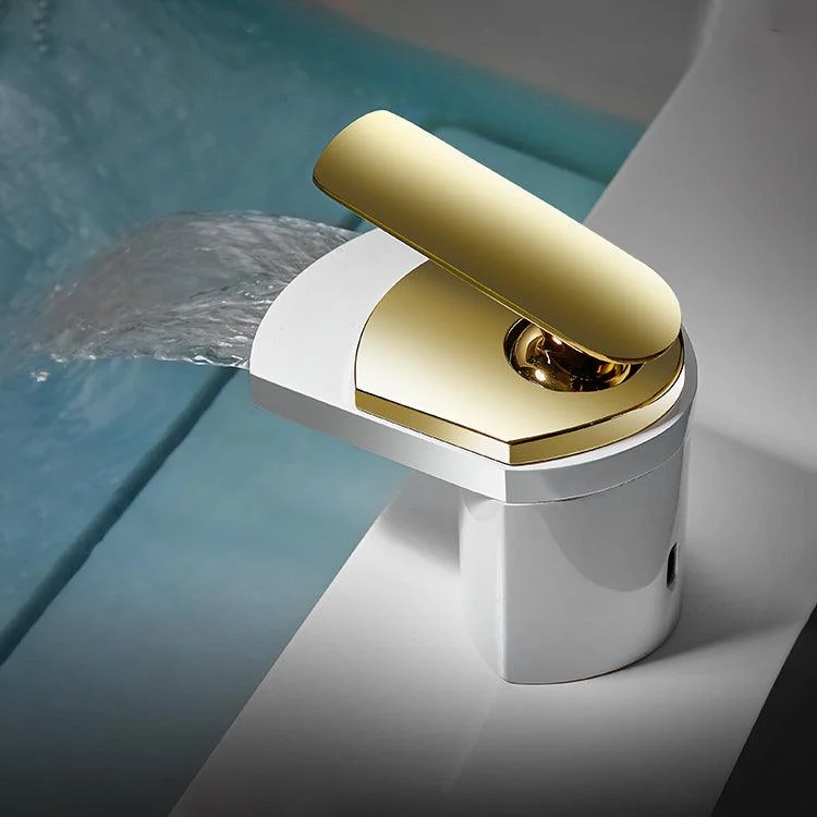 Bathroom Sink Tap Lever Handle Brass Waterfall Spout Sink Tap -Bathlova