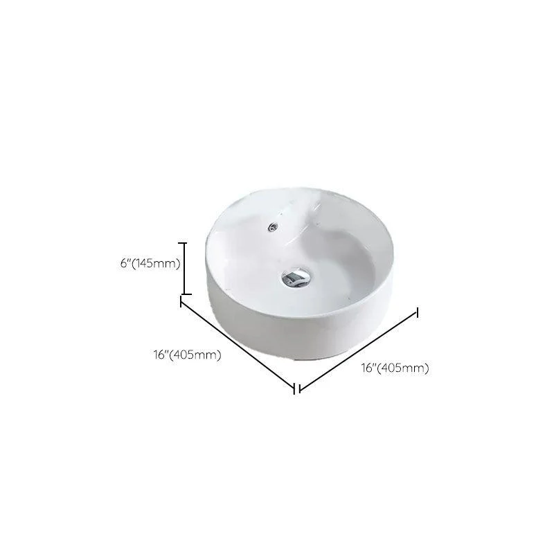 Bathroom Sink White Ceramic Tap Single Handle Round Shape Sink -Bathlova