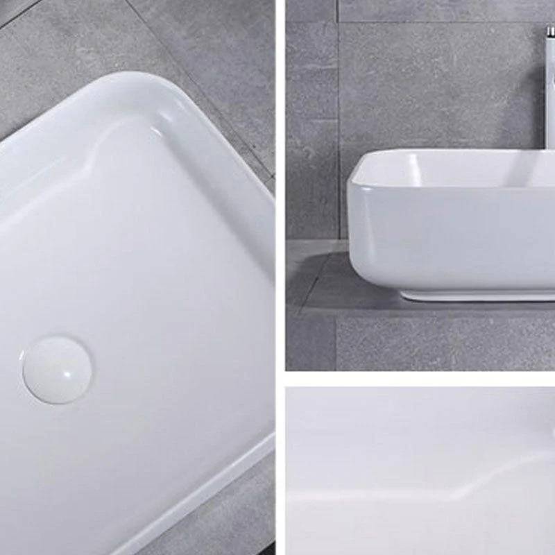 Bathroom Sink White Ceramic Tap Single Handle Round Shape Sink -Bathlova