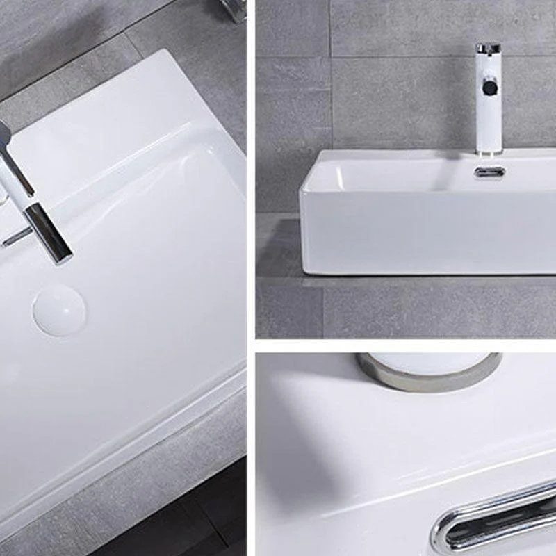 Bathroom Sink White Ceramic Tap Single Handle Round Shape Sink -Bathlova