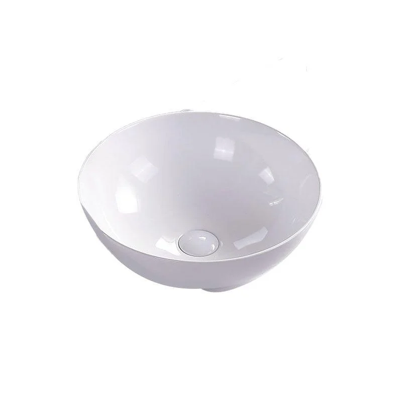 Bathroom Sink White Ceramic Tap Single Handle Round Shape Sink -Bathlova