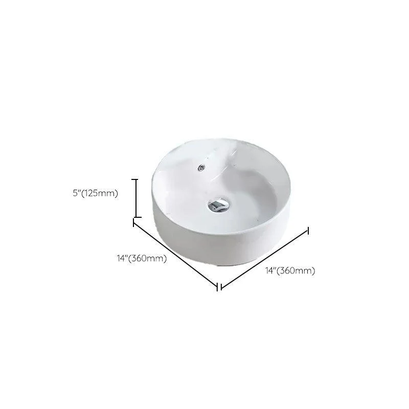 Bathroom Sink White Ceramic Tap Single Handle Round Shape Sink -Bathlova