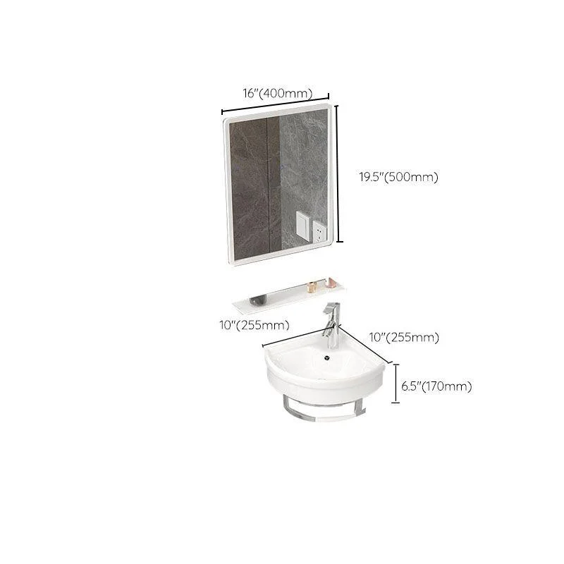 Bathroom Sink White Ceramic Wall-mounted Mirror Tap Anti-spill Sink -Bathlova