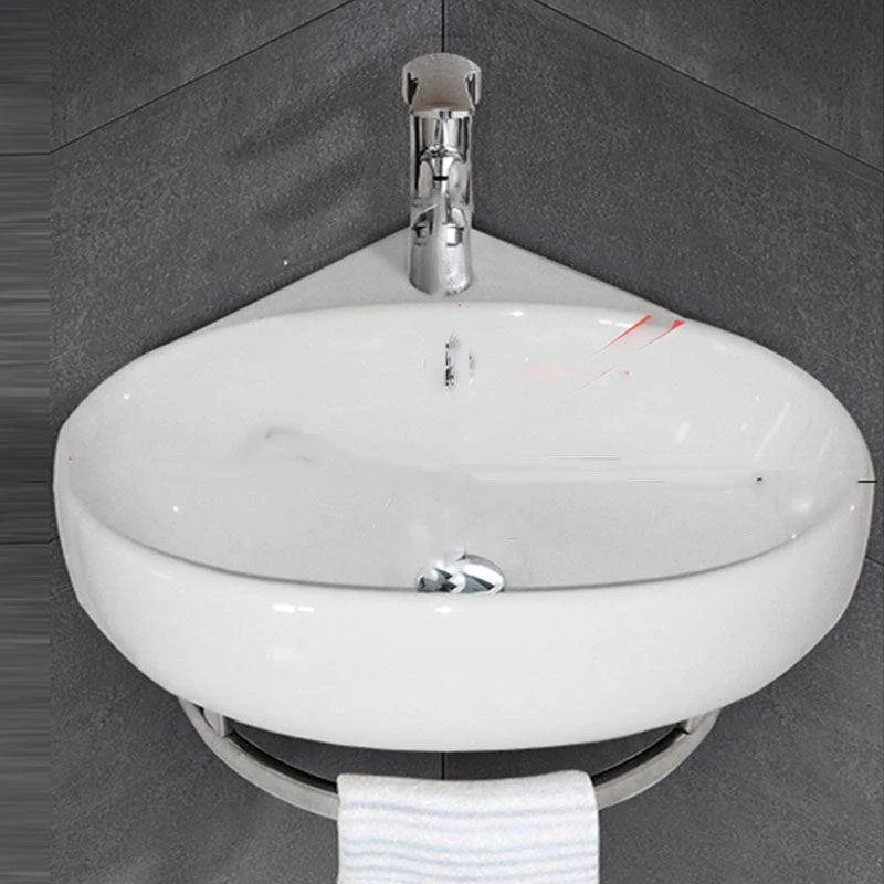 Bathroom Sink White Ceramic Wall-mounted Mirror Tap Anti-spill Sink -Bathlova