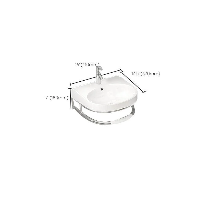 Bathroom Sink White Ceramic Wall-mounted Mirror Tap Anti-spill Sink -Bathlova