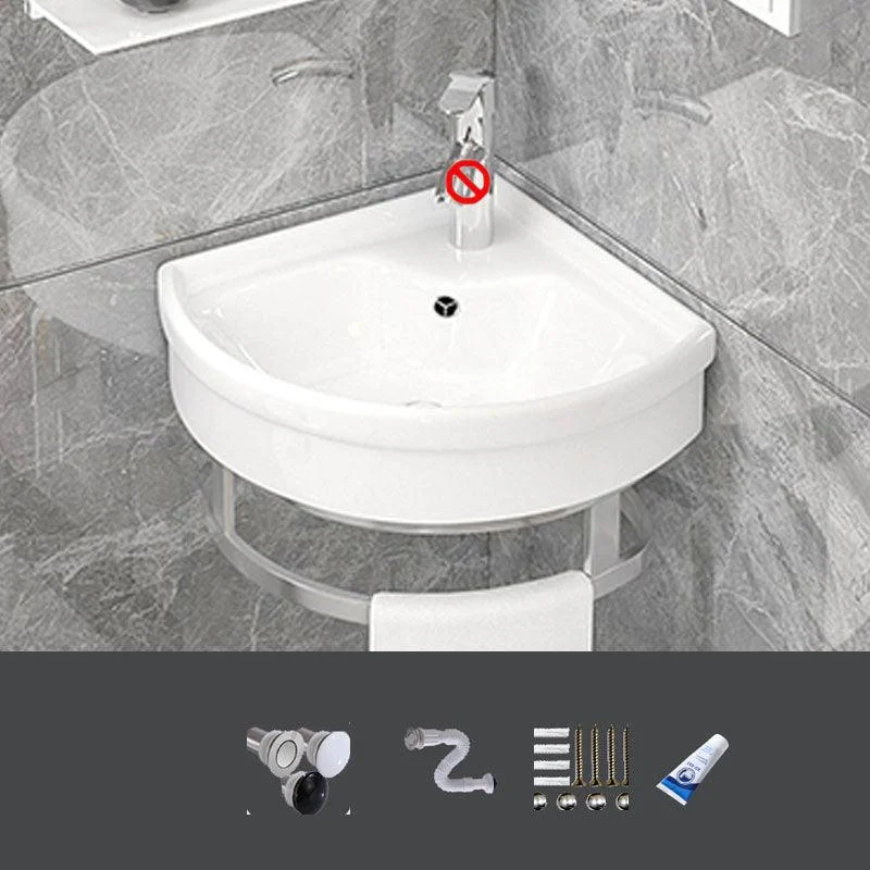 Bathroom Sink White Ceramic Wall-mounted Mirror Tap Anti-spill Sink -Bathlova