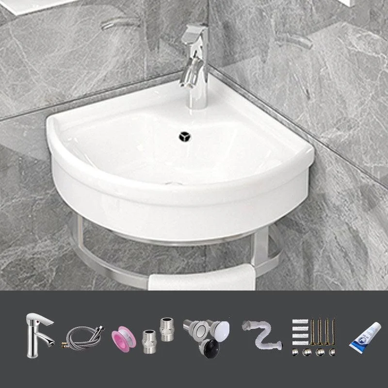 Bathroom Sink White Ceramic Wall-mounted Mirror Tap Anti-spill Sink -Bathlova