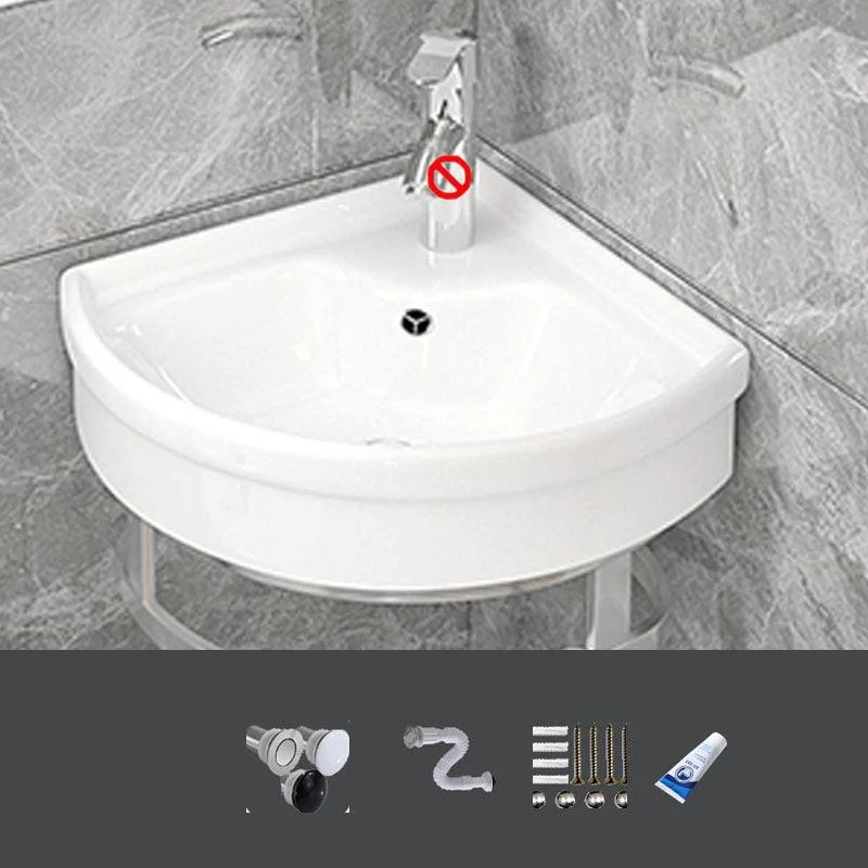 Bathroom Sink White Ceramic Wall-mounted Mirror Tap Anti-spill Sink -Bathlova