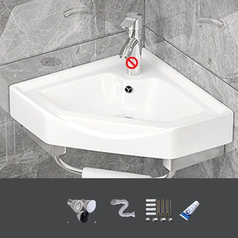 Bathroom Sink White Ceramic Wall-mounted Mirror Tap Anti-spill Sink -Bathlova